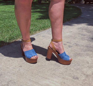 That 70’s Shoe! Blue Denim Platform Heel
